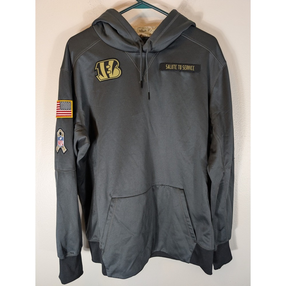 Nike Men's XL Salute To Service Cincinnati Bengals Hoodie Gray Therma-FIT NFL